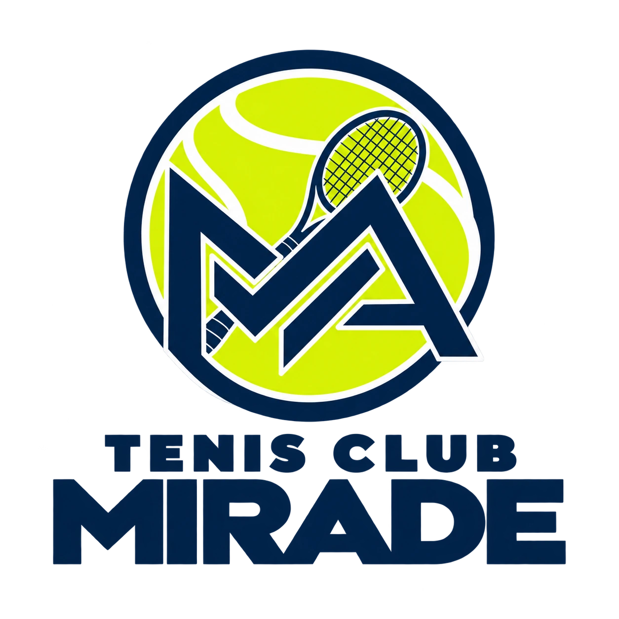 Tenis Club Mirade — monograma MA cu minge și rachetă